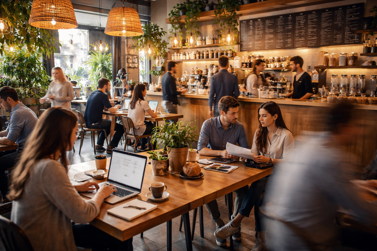 Cafeterías como espacios híbridos: trabajo, reunión y consumo